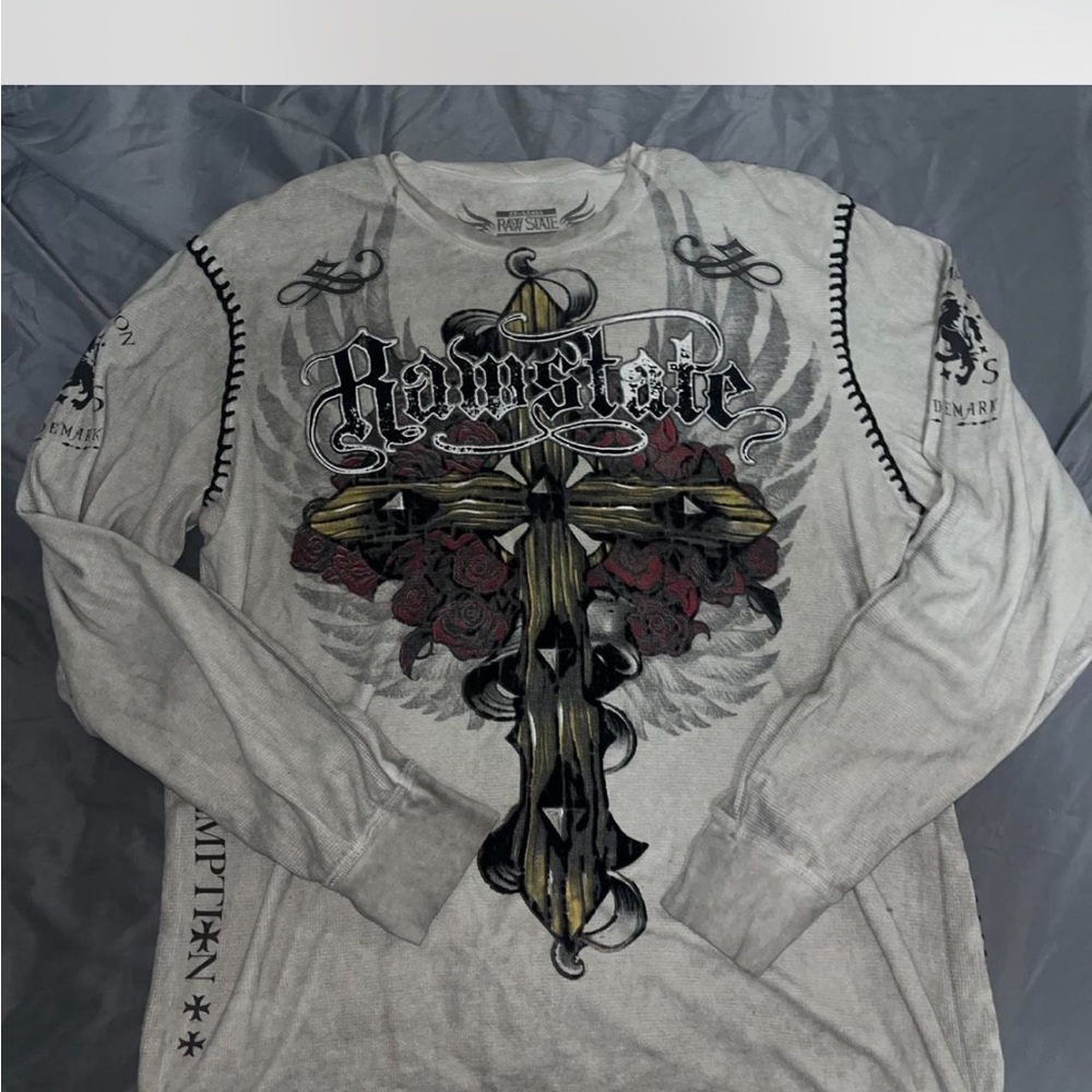 Raw State Gray Graphic Long Sleeve Shirt